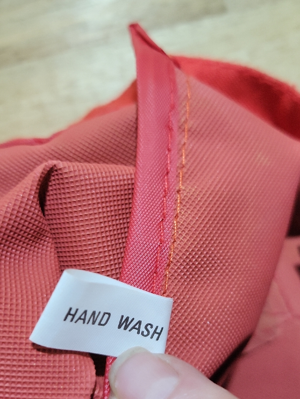 Vintage Harrods Red Canvas Tote Bag with Green Straps 1980's - Picture 4 of 6